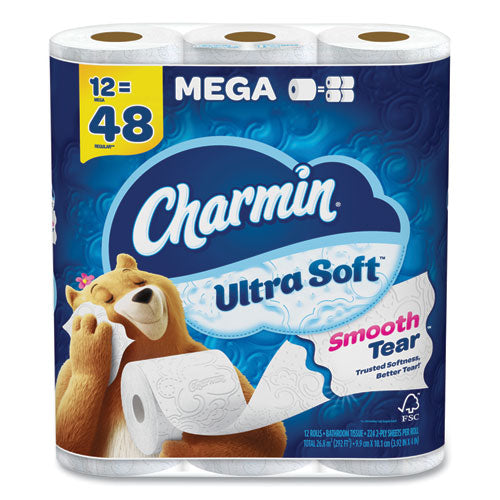 Charmin Ultra Soft Bathroom Tissue Mega Roll Septic Safe 2-ply White 224 Sheets/roll 12 Rolls/pack 4 Packs/Case