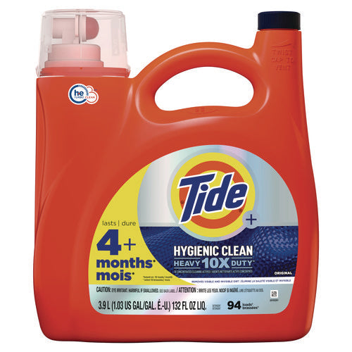 Tide Hygienic Clean Heavy 10x Duty Liquid Laundry Detergent Original Scent 132 Oz Pour Bottle 4/Case