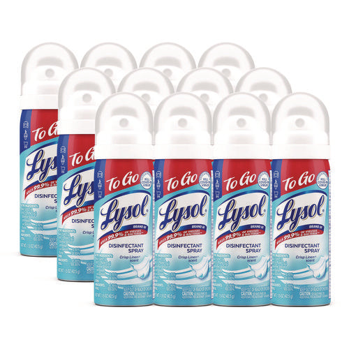 LYSOL Brand Disinfectant Spray To Go Crisp Linen Scent 1.5 Oz Aerosol Spray 12/Case