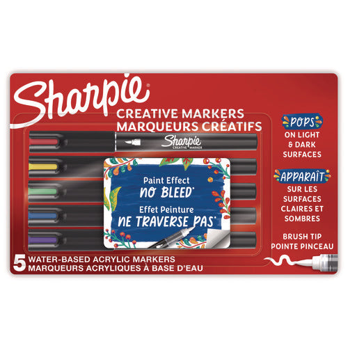 Sharpie Creative Markers Fine Brush Tip Assorted Colors 5/pack
