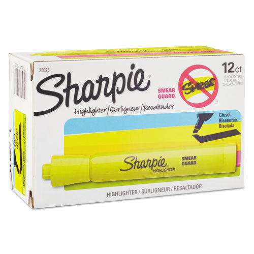 Sharpie Tank Style Highlighters Fluorescent Yellow Ink Chisel Tip Yellow Barrel Dozen