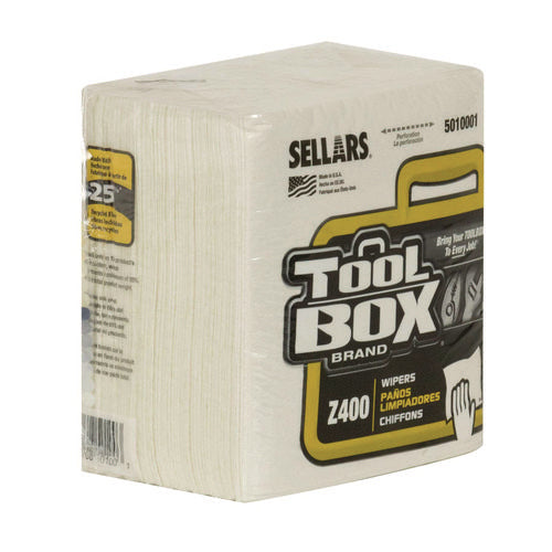 TOOLBOX Z400 Quarterfold Wipers 1-ply 11.87x13 White 12/Case