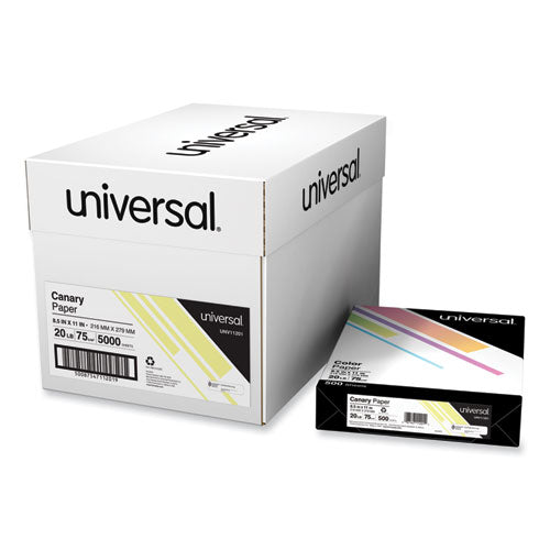 Universal Deluxe Colored Paper 20 Lb Bond Weight 8.5x11 Canary 500 Sheets/ream 10 Reams/Case