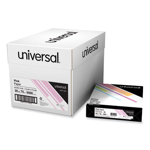 Universal Deluxe Colored Paper 20 Lb Bond Weight 8.5x11 Pink 500 Sheets/ream 10 Reams/Case