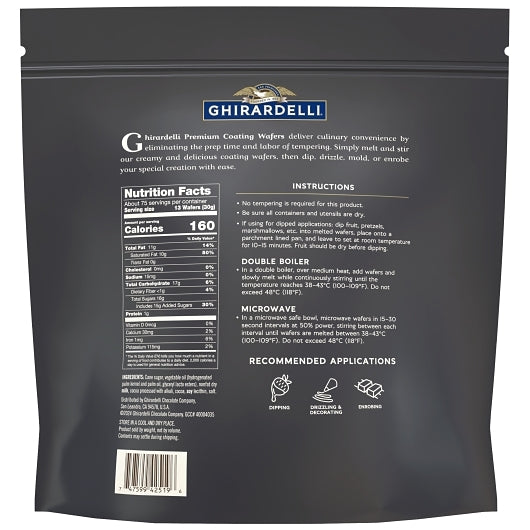 Ghirardelli Dark Coating Wafers, 5 Pound, 2 Per Case