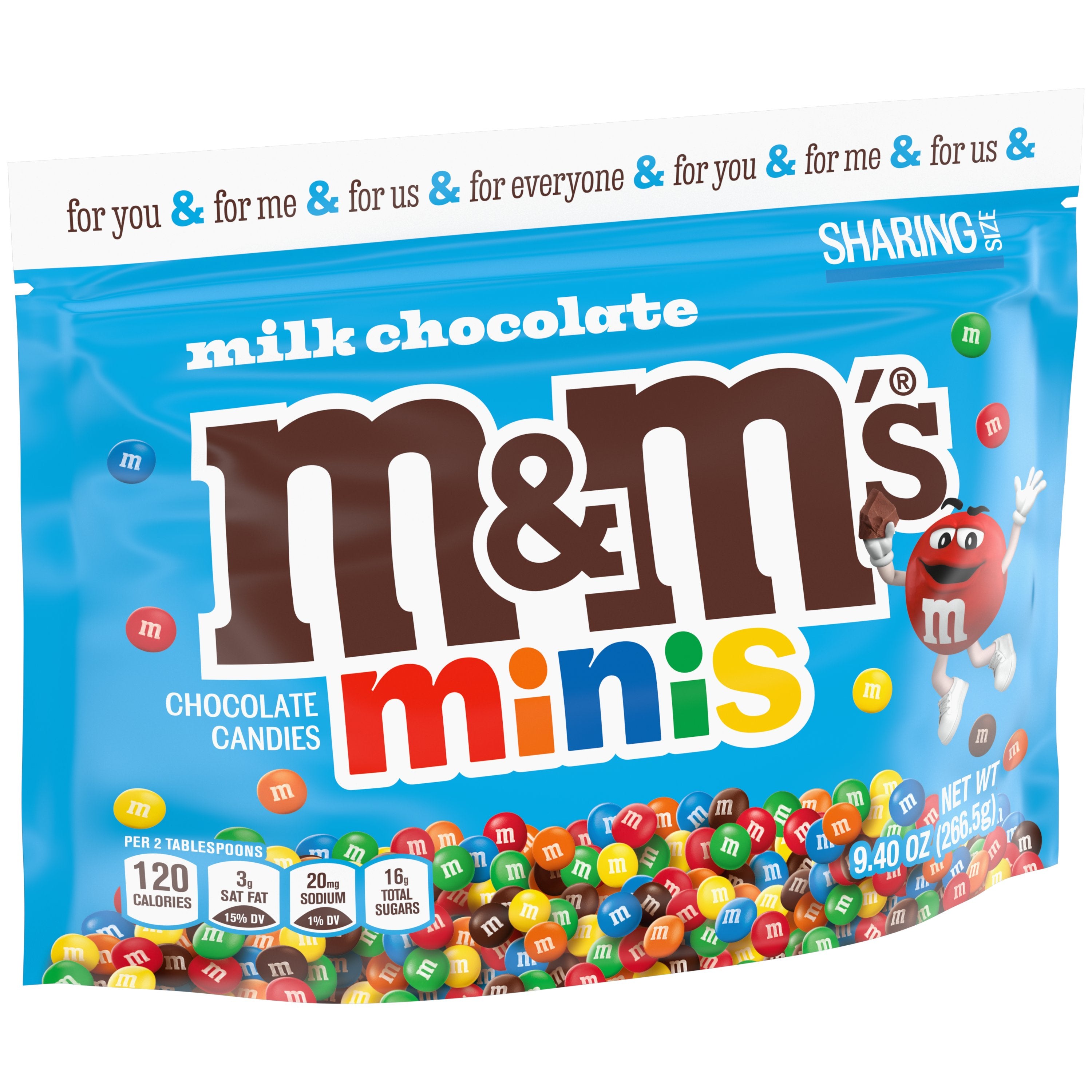 M&M's Minis Milk Chocolate Stand Up Pouch-9.4 oz.-8/Case MPN
