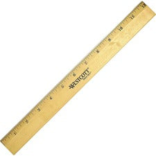 Wood Ruler With Single Metal Edge, Standard, 12" Long