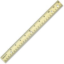 Three-hole Punched Wood Ruler English And Metric With Metal Edge, 12" Long