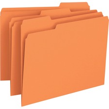 Colored File Folders, 1/3-cut Tabs: Assorted, Letter Size, 0.75" Expansion, Orange, 100/box