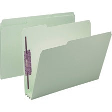Recycled Pressboard Fastener Folders, 1/3-cut Tabs, Two Safeshield Fasteners, 3" Expansion, Letter Size, Gray-green, 25/box