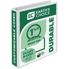 Earth's Choice Plant-based Round Ring View Binder, 3 Rings, 1.5" Capacity, 11 X 8.5, White
