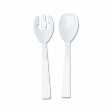 Table Set Plastic Serving Forks And Spoons, White, 24 Forks, 24 Spoons Per Pack