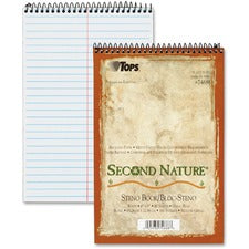 Second Nature Recycled Notepads, Gregg Rule, Brown Cover, 80 White 6 X 9 Sheets