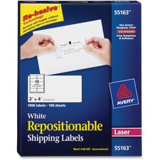 Repositionable Shipping Labels W/sure Feed, Inkjet/laser, 2 X 4, White, 1000/box