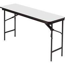 Officeworks Commercial Wood-laminate Folding Table, Rectangular Top, 72w X 18d X 29h, Gray/charcoal