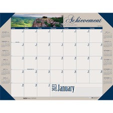 Earthscapes Recycled Monthly Desk Pad Calendar, Motivational Photos, 22 X 17, Blue Binding/corners, 12-month (jan-dec): 2023