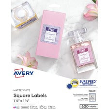 Square Labels With Sure Feed And Trueblock, 1.5 X 1.5, White, 600/pack