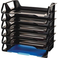 Recycled Side Load Desk Tray, 6 Sections, Letter Size Files, 15.13" X 8.88" X 15", Black, 6/pack