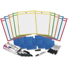 Dry Erase Pocket Class Pack, 10.5  X 1.5, Assorted Primary Colors, 10/pack