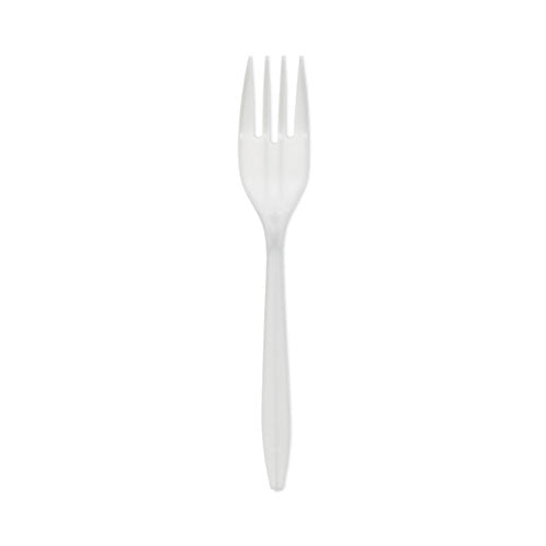 Fieldware Cutlery, Fork, Mediumweight, White, 1,000/carton