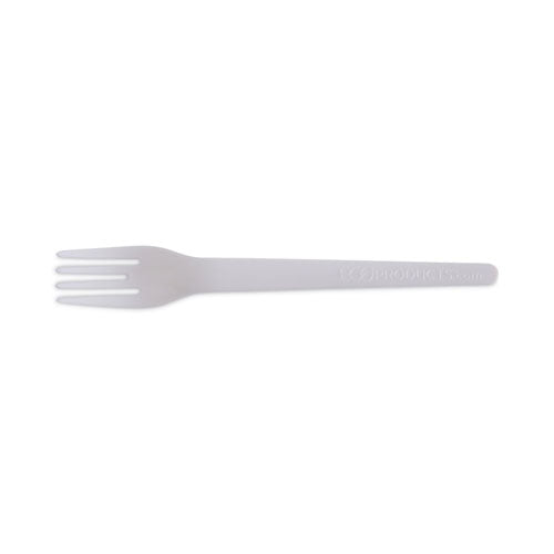 Plantware Compostable Cutlery, Fork, 6", Pearl White, 50/pack, 20 Pack/carton