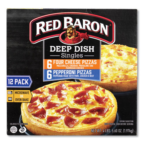 Deep Dish Pizza Singles Variety Pack, Four Cheese/pepperoni, 5.5 Oz Pack, 12 Packs/box, Ships In 1-3 Business Days