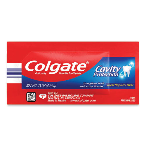 Colgate® Cavity Protection Toothpaste, Regular Flavor, 0.15 Oz Sachet ...