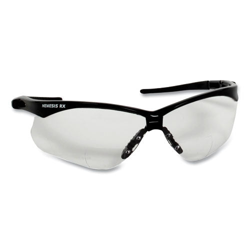 V60 Nemesis Rx Reader Safety Glasses, Black Frame, Clear Lens, +3.0 Diopter Strength, 12/box