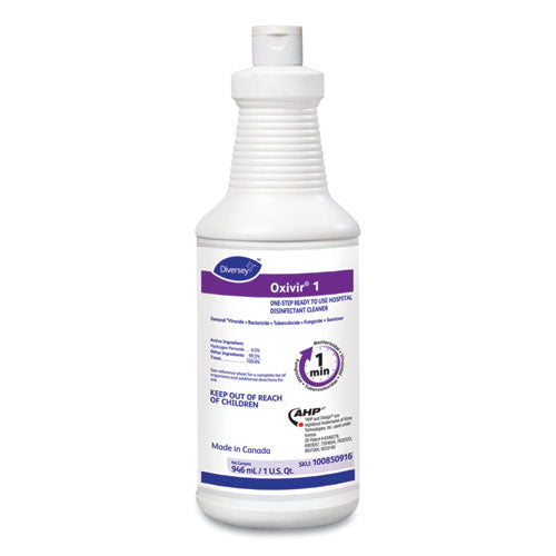 Oxivir 1 Rtu Disinfectant Cleaner, 32 Oz Spray Bottle, 12/carton