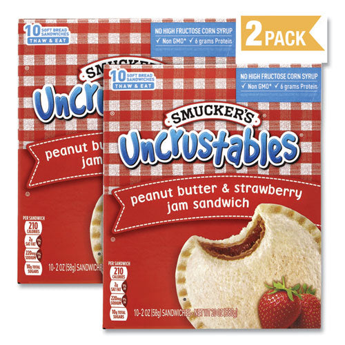 Uncrustables Soft Bread Sandwiches, Strawberry Jam, 2 Oz, 10 Sandwiches/pack, 2 Packs/box, Ships In 1-3 Business Days