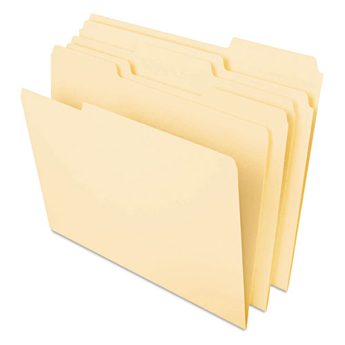 Deluxe Heavyweight File Folders, 1/3-cut Tabs: Assorted, Legal Size, 0.75" Expansion, Manila, 50/pack