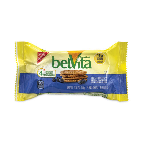 belVita Breakfast Biscuits, Blueberry, 1.76 oz Pack, 25 Packs/Carton, Ships in 1-3 Business Days belVita Breakfast Biscuits, Blueberry, 1.76 oz Pack, 25 Packs/Carton, Ships in 1-3 Business Days