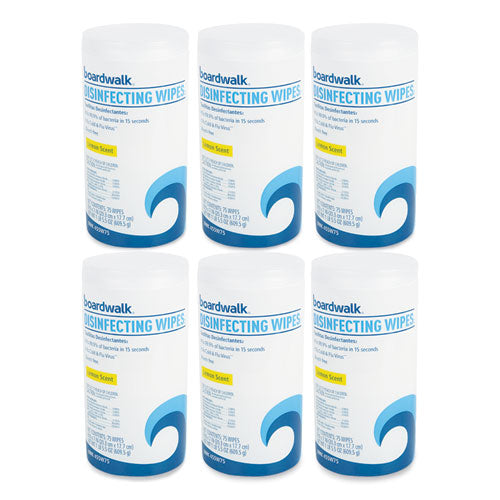 Disinfecting Wipes, 7 X 8, Lemon Scent, 75/canister, 6 Canisters/carton