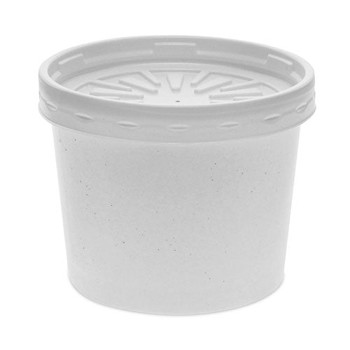 Paper Round Food Container And Lid Combo, 12 Oz, 3.75" Diameter X 3h", White, 250/carton