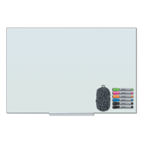 Floating Glass Dry Erase Board, 36 X 24, White Surface