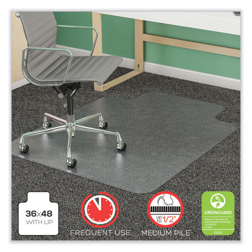 Supermat Frequent Use Chair Mat, Med Pile Carpet, Roll, 36 X 48, Lipped, Clear