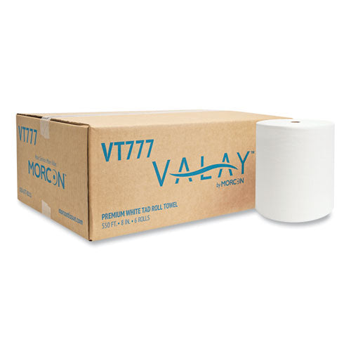 Valay Proprietary Tad Roll Towels, 1-ply, 7.5" X 550 Ft, White, 6 Rolls/carton