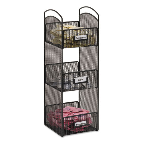 Onyx Breakroom Organizers, 3 Compartments, 6 X 6 X 18, Steel Mesh, Black