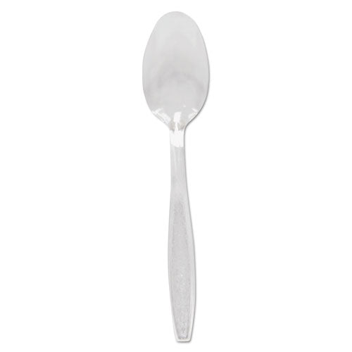 Guildware Extra Heavyweight Plastic Cutlery, Teaspoons, Clear, 1,000/carton