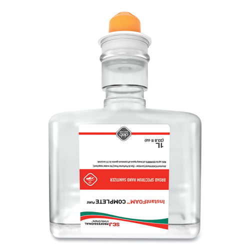 Instantfoam Complete Pure Alcohol Hand Sanitizer, 1 L Refill, Fragrance-free, 3/carton