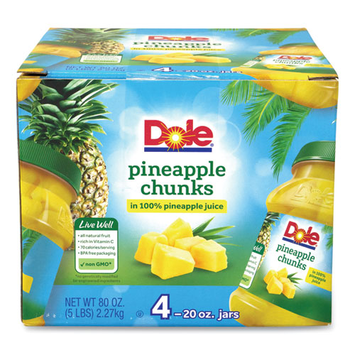 Pineapple Chunks In 100% Juice, 20 Oz Jar, 4 Jars/box, Ships In 1-3 Business Days