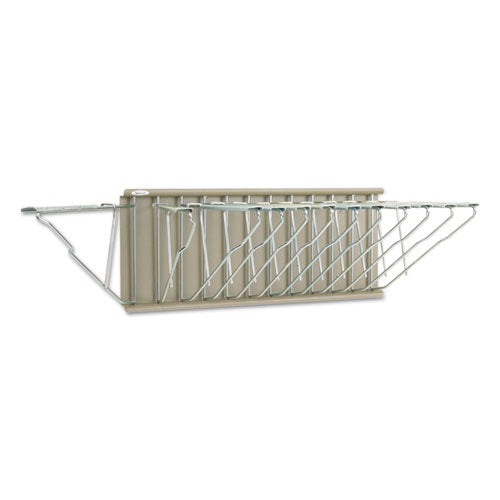 Sheet File Pivot Wall Rack, 12 Hanging Clamps, 24w X 14.75d X 9.75h, Sand