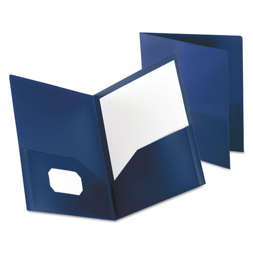 Poly Twin-pocket Folder, 100-sheet Capacity, 11 X 8.5, Opaque Dark Blue