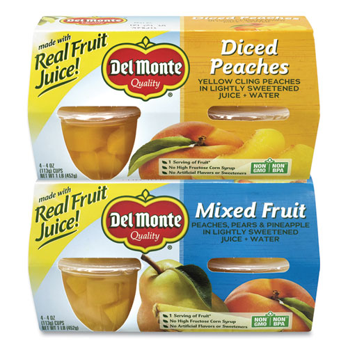 Diced Peaches And Mixed Fruit Cups, 4 Oz Cups, 16 Cups/box, Ships In 1-3 Business Days