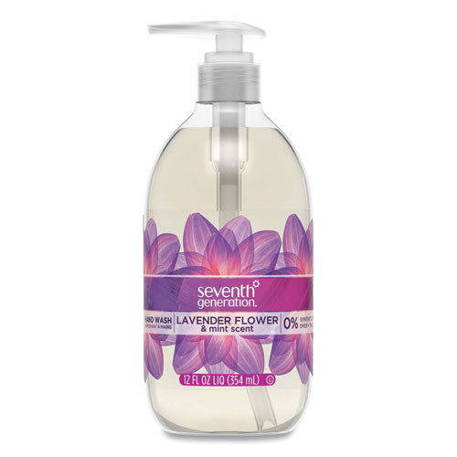 Natural Hand Wash, Lavender Flower And Mint, 12 Oz Pump Bottle, 8/carton