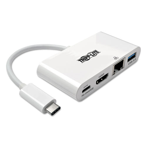 Usb 3.1 Gen 1 Usb-c To Hdmi Adapter, Usb-a/usb-c Pd Charging/gigabit Ethernet, 3", White