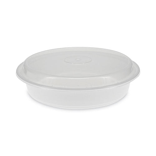 Newspring Versatainer Microwavable Containers, 48 Oz, 9 X 9 X 2.38, White/clear, Plastic, 150/carton