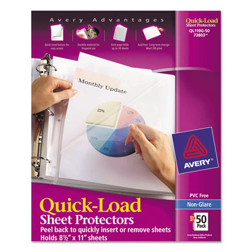 Quick Top And Side Loading Sheet Protectors, Letter, Non-glare, 50/box