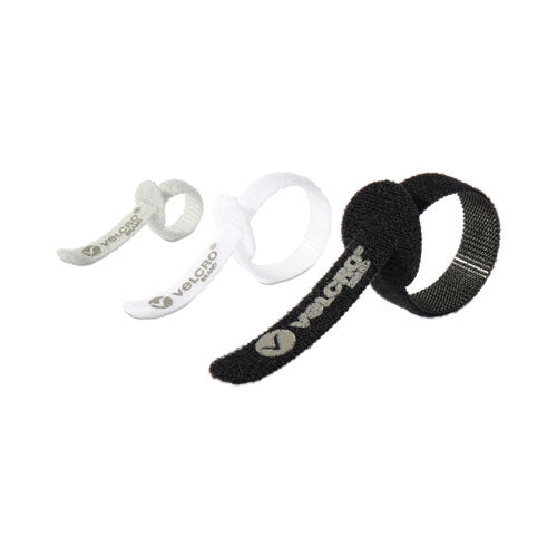 Portable Cord Ties, (4) 3" X 0.25"/ (4) 5" X 0.38"/ (4) 7" X 0.5", Black/gray/white, 12/pack