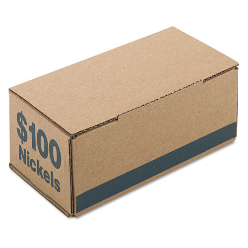 Corrugated Cardboard Coin Storage And Shipping Boxes, Denomination Printed On Side, 9.38 X 4.63 X 3.69, Blue